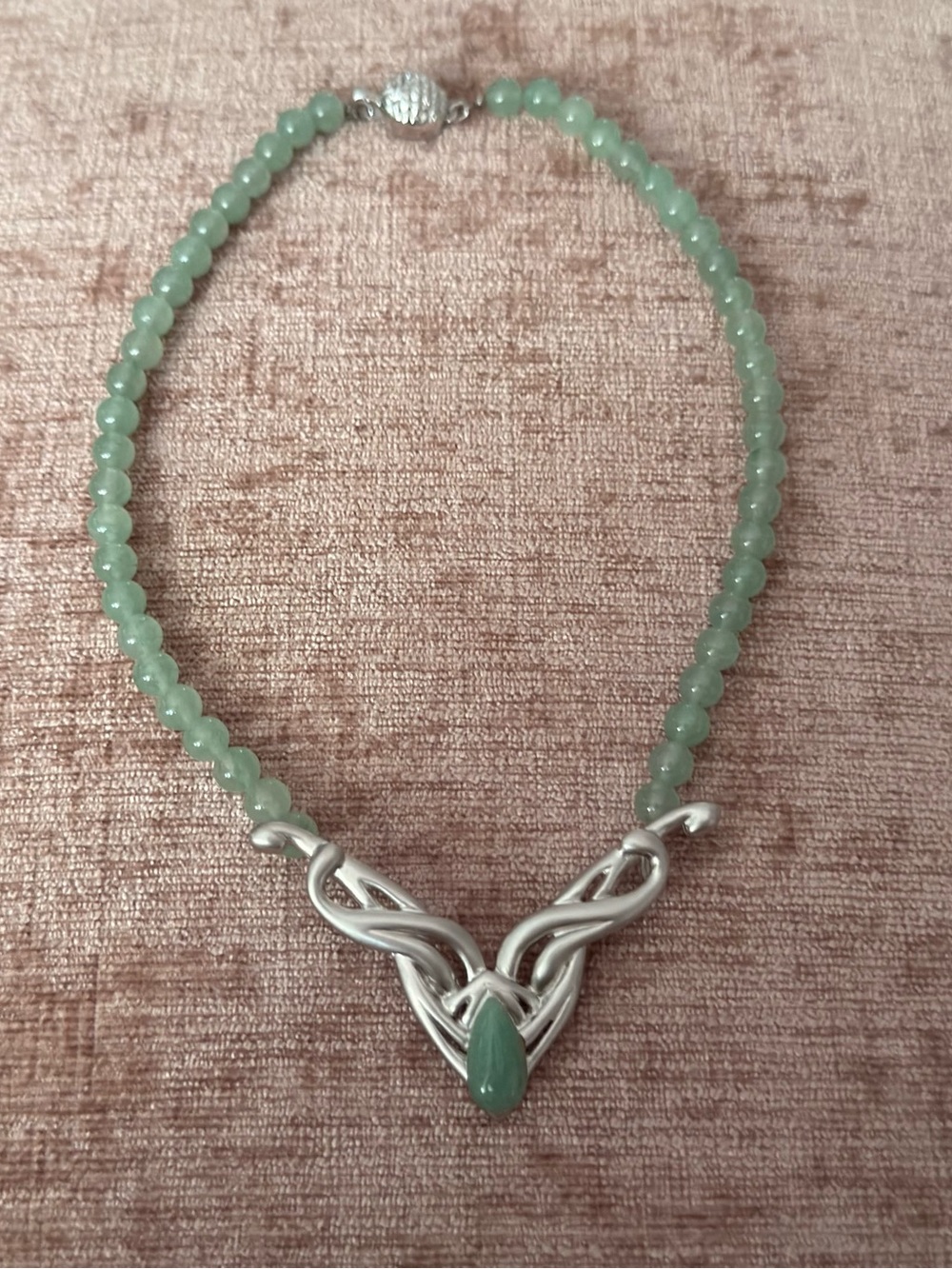Silver genuine natural Jade bought in Japan 15.5 inches